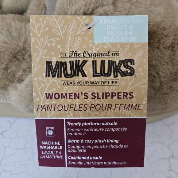 MUK LUKS Tan Kirstey Slide Slippers, Size 7-8 ~ NWT - Picture 12 of 12